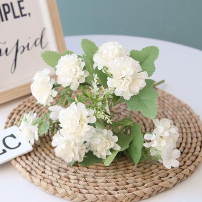 China White Hydrangea Flower 28CM Flowers 5 Branch Artificial Silk Hydrangea Flower Bouquets For Wedding Table Centerpieces Home Decoration for sale