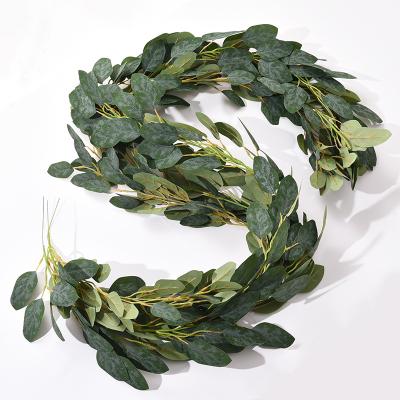 China 2m Indoor Artificial Natural Eucalyptus Leaves Greenery Garland Artificial Eucalyptus Garland For Home Wedding Hanging Decor for sale