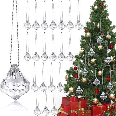 China Indoor Hongzhi 21x25mm With Hole Wholesale Christmas Ornaments Acrylic Diamond Decoration For Christmas Party Wedding Tree Decoration for sale