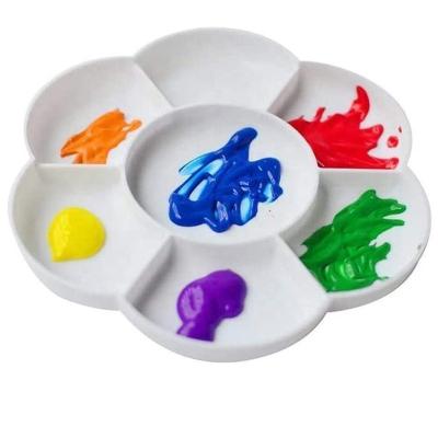 China Eco-friendly Flower Material Shape See Through Acrylic Paint Tray Art Supplies Colorful Plastic Paint Palette Watercolor Palettes for sale