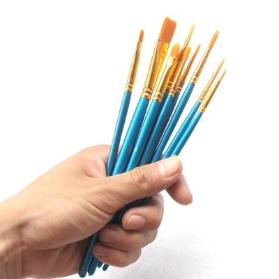 China Beauty Painting Tools 12 Pieces Artist Paint Brushes Fine Brush For Acrylic Watercolor Oil Painting Brush Blue Color for sale