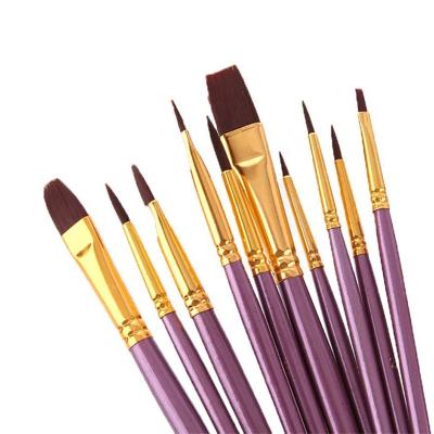 China Beauty Painting Tools 10pcs Pure Wooden Handle Bristle Artist Paint Brushes Oil Painting Brush for sale