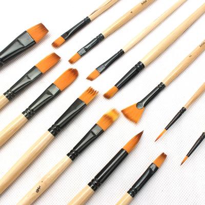 China Artist Acrylic Paint Brushes Set Art Supplies 14pcs Professional Miniature Canvas Nylon Wooden Bag Polishes for sale