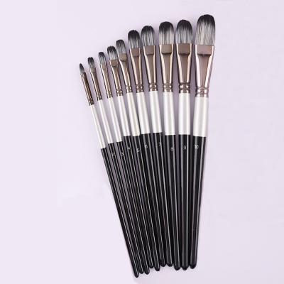 China 10pcs Nylon Paint Set Different Size Professional Hair Filbert Watercolor Oil Gouache Nylon Paint Brushes for sale