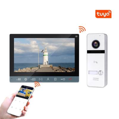 China Metal frame and new quality glass screen 7 inch smart video door phone intercom with mobile APP fingerprint password unlocking IP door bell for sale