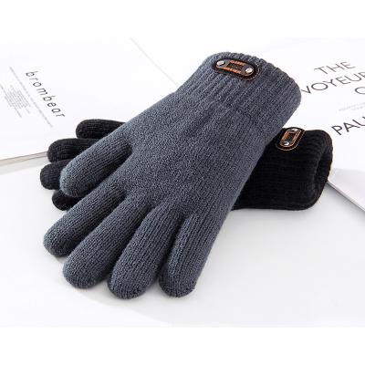 China Non-slip Men's Winter Casual Touchscreen Gloves Five-finger Knitted Warm Gloves Double-Layer Workout Gloves for sale