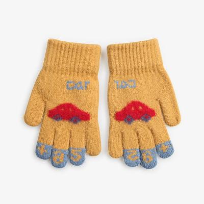 China 5-10 Years Jacquard Winter Children's Gloves Wholesale Knitted Full Finger Warm Cute Jacquard Children Gloves for sale