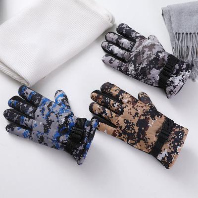 China Jacquard Fashion Men's Cycling and Motorcycle Gloves Winter Warmer Velvet Thickened Outdoor Sports Ski Gloves for sale