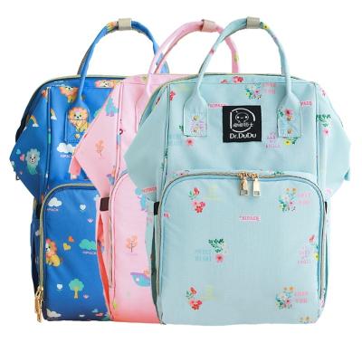 China Waterproof Baby Diaper Backpack Large Capacity Diaper Bag USB Interface Baby Care Mommy Bag for sale