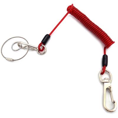 China 3.2mm Security Bungee Coil Spring Tool  Lanyard With Swivel  Carabiner And Loop for sale