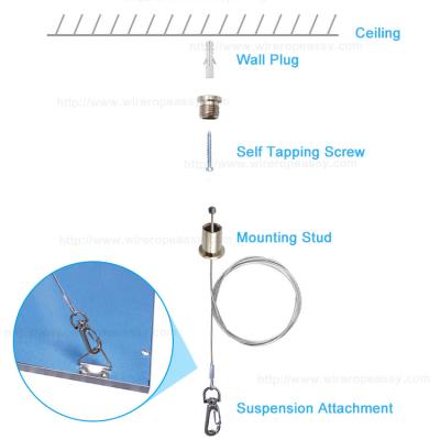 China Kabel-Befestigungen der Ø1.2MM-Stahldrahtseil-Wand-anhebende Lampen-hängende Ausrüstungs-/Licht zu verkaufen