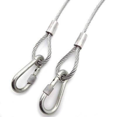 China 1*19 Galvanized Spring Carabiner Steel Wire With Swivel Snap Hook for sale