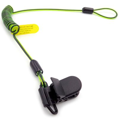 China OEM Steel Wire Coiled Tool Tether Retractable Lanyard With Buckle Swivel Hook On Both Ends for sale