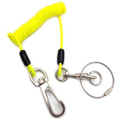 China Security Retractable Wire Cable Spring Tool  Lanyard With Carabiner And Key Chain for sale