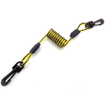 China Double Color OEM PU Coiled Tool Tether  Lanyard With Plastic Buckle Swivel Hook On Both Ends for sale