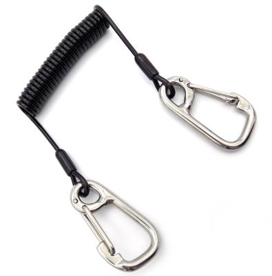 Chine Lanière noire élevée d'outil de bobine de Tention 5.0mm avec le pivot Carabiner et le porte-clés à vendre