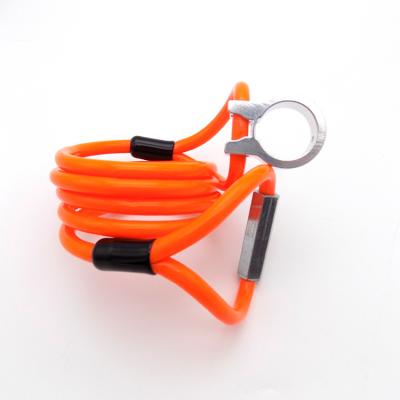 China 3.0mm Customized Tool Strap Orange Plastic Spiral Coiled Tool Lanyard Zinc key Ring Lock for sale