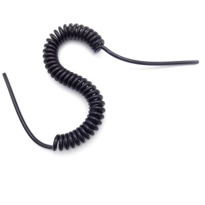 China 3.2mm Longest Customized Coated Black PU Steel Wire Tool Strap Plastic Spiral Coiled Lanyard for sale