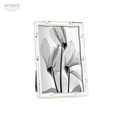 China Design Igh Quality 10X15Cm Family Souvenirs Design Bamboo Silver Plated Oriental Metal Photo Frame for sale