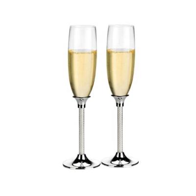 China Eco-Friendly Party Supplies Best Selling Wine Flutes Plastic Beads Metal Stem Hite-Bronze Plated Champagne Glasses Wedding Gifts for sale