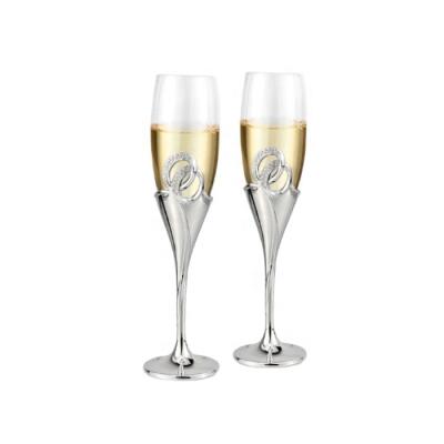 China Hot Eco-friendly Crystal Champagne Flutes Glasses Party Supplies Clear Ring Design 144Pcs Double Sale Wedding Gifts 100-200Ml for sale