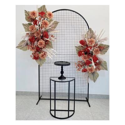 China Wedding Party Decoration Wedding arch props grid heart-shaped circle arch wrought iron black grid circle wedding arch mesh for sale