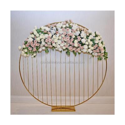 China Wedding Party Decoration 200cm Wedding circle arch shiny gold mirror wedding arch round stand backdrop for sale