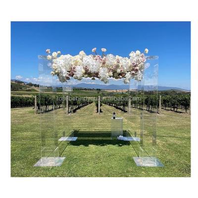 China Wedding Party Decoration Wedding Backdrop Supplies Square Wedding Backdrop Frames Clear Wedding Canopy Acrylic Mandap Canopy Chuppah for sale