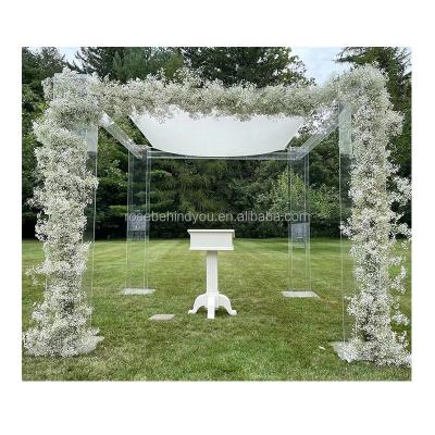 China Wedding Party Decoration Transparent wedding acrylic chuppah pipe and drape stage mandap clear wedding canopy for wedding stage for sale