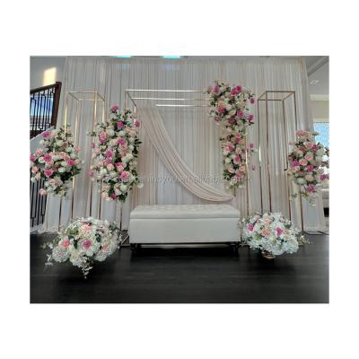 China Wedding Party Decoration Wedding stage background gold metal arch wedding backdrop for sale