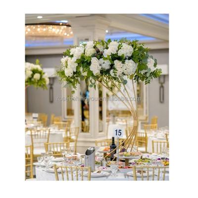 China Wedding Party Decoration Large gold wedding decoration table centerpiece standing geometric flower vase for wedding for sale