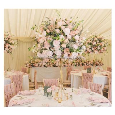 China Wedding Party Decoration Wedding decoration gold flower stand flower vase floor stand metal aisle runner wedding centerpiece for sale