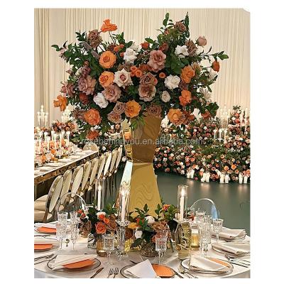 China Wedding Party Decoration Wedding vases centerpieces gold pedestal table decorations geometric wedding arch stand for wedding table for sale