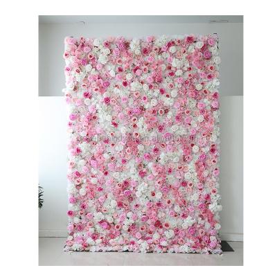 China Wedding Party Decoration White pink artificial flower wall background decoration flower wall backdrop panel big flower wall decoration for sale