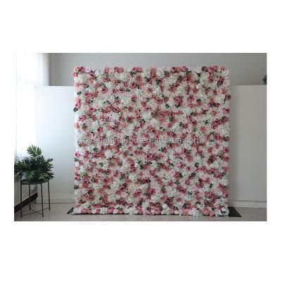 China Wedding Party Decoration Big 3d golden supplier silk flower curtain backdrop flower backdrop pipe drape wedding for sale