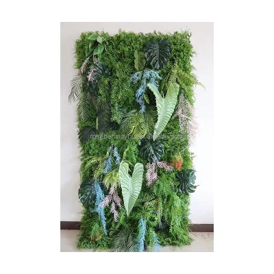 China Wedding Party Decoration Garden decorative artificial flower wall panel backdrop green grass flower wall for wedding backdrop for sale