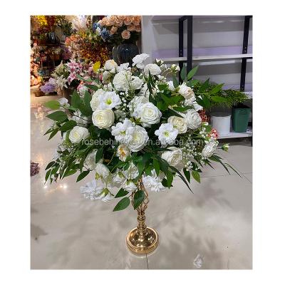 China Wedding Party Decoration Wedding silk white and green flowers centerpiece artificial rose balls for wedding decoration for sale