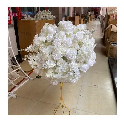 China Wedding Party Decoration Wedding table center piece large size flower ball artificial ivory cream flowers ball wedding centerpiece for sale