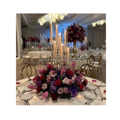 China Wedding Party Decoration Wedding table decor flower base purple circle ring flower centerpiece flower ball wedding centerpieces for wedding decoration for sale