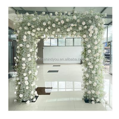 China Wedding Party Decoration Wedding Ceremony Rose And Babies Breath White Arch Gypsophila  Flower Arch Decor Flowers For Bridal Arch for sale