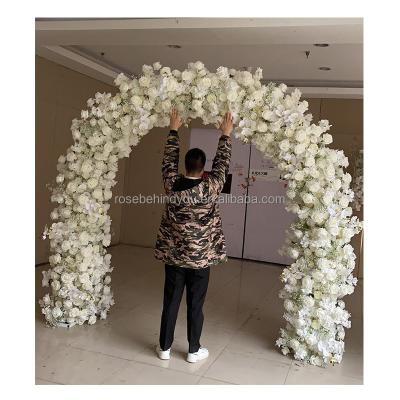 China Wedding Party Decoration Hot sale beautiful artificial flowers arches backdrop decoration 8ft*8ft white silk flower wedding arch for sale