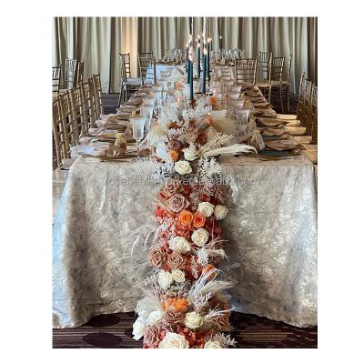 China Wholesale new design 2023 wedding party decoration china orange dusty rose runner sales and artificial pampas flower for sale