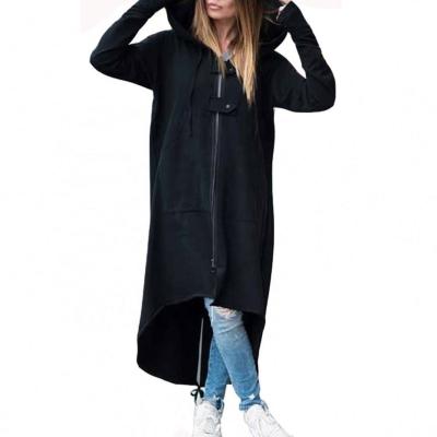 China Women's Winter Hoodies Anti-Shrink Sheath Long Coat Women With Autumn Pocket Fashion Plus Size Shear Hooded Jacket for sale