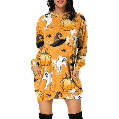 China Halloween Fashionable Casual Cheap Hooded Polyester Fabric Dresses Women For Halloween for sale