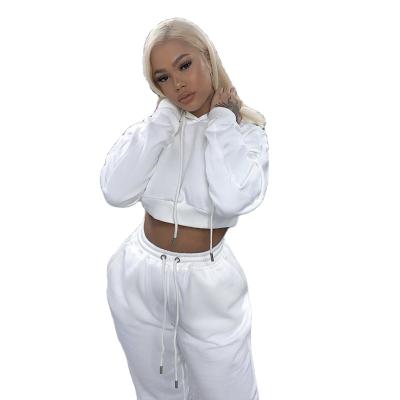 China Tideway Drawstring Crop QUICK DRY Hoodie Designer Casual Pants Sweat Suits Two Piece Set For Women for sale