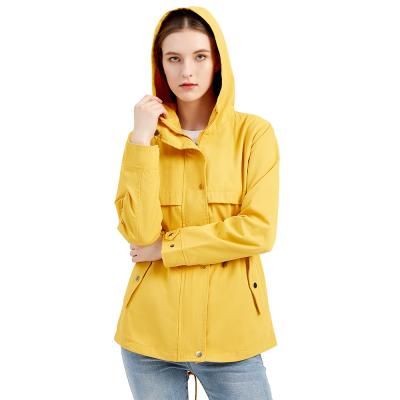 China Winter Raincoat Women Where The Ditch Coat Low Price Waterproof Polyester Fabric Customized Color Hooded Knitted Natural Regular Sleeving Casual for sale