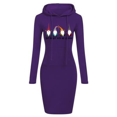 China Factory Custom Breathable Casual Cheap Women Slim Velvet Hooded Winter Knit Dress for sale