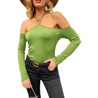 China Factory Wholesale Anti-pilling Legging Halter One Shoulder Rib Soft Knit Tops For Women for sale