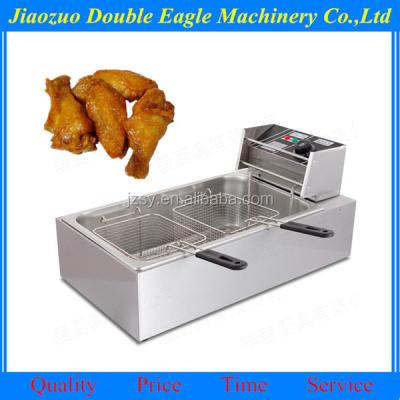 China Commercial Electric Frying Oil Oven / Twisted Fried Potatoes Machine 6+6L Dough-Strips Fried Chicken Row for sale