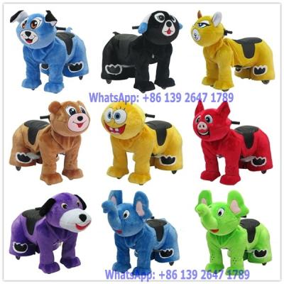 China Outdoor Playground Battery Coin Operated Electric Plush Animal Rides For Kids and Parent for sale